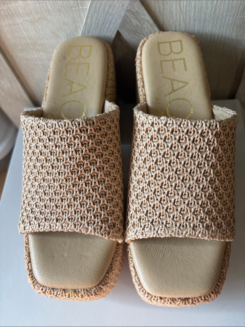 Beacon Beige Woven Slide Mules